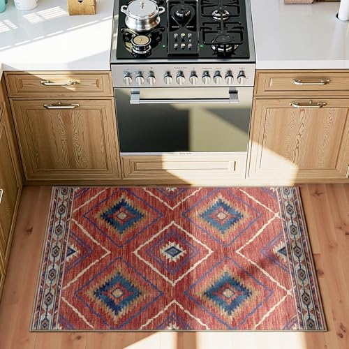 BESTSWEETIE 2'x4' Washable Area Rug for Living Room Bedroom Red/Orange - Image 7