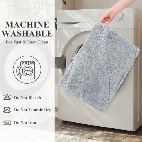 HEBE Bathroom Rugs Sets 5 Piece, Non Slip Washable Absorbent Bath Mat Set - Image 6