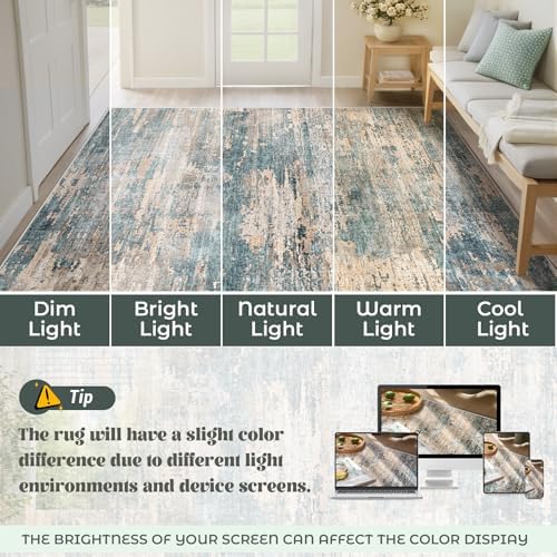 XLUEZ 10x14 Area Rugs for Living Room, Washable Modern Abstract Large Area Rug Neutral Soft Non Slip Kids Rug Stain Resistant Indoor Carpet for Bedroom Dining Room Playroom Office(GreenBrown, 10'x14') - Image 6