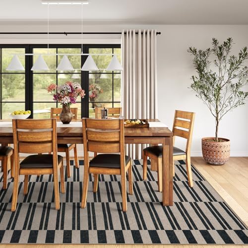 Lahome Striped Easy Jute Living Room Rug, 8x10 Outdoor Patio Rugs Washable - Image 6