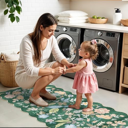 3x15 Hallway Runner Rug Washable: Non Slip Carpet Runner for Kitchen Green - Image 7