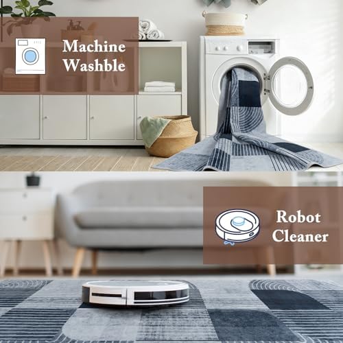 Washable Modern Geometric Hallway Runner Rug for Kitchen Grey 2.7x8 - Image 6