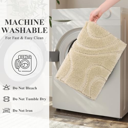 HEBE Bathroom Rugs Sets 5 Piece, Non Slip Washable Absorbent Bath Mat Set - Image 6
