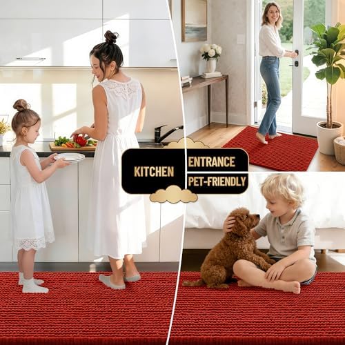 OLANLY Thick Chenille Small Bathroom Rugs Mats 24x16, Rustic Terracotta - Image 6