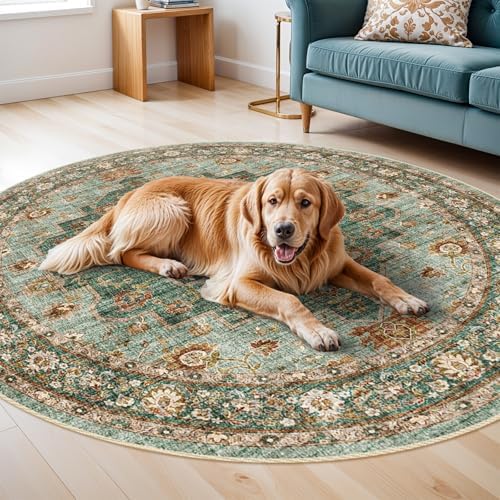 Soft Round Rug 4ft: Washable Circle 4ft Rug with Non Slip Backing Play Room - Image 6