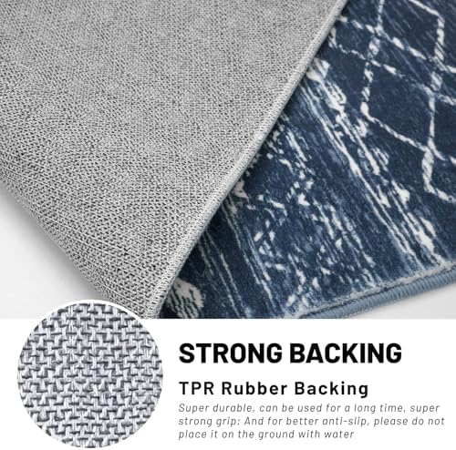 KUTA Extra Long Runner Rug for Hallway 2.6x20ft Navy Blue Boho Washable - Image 6