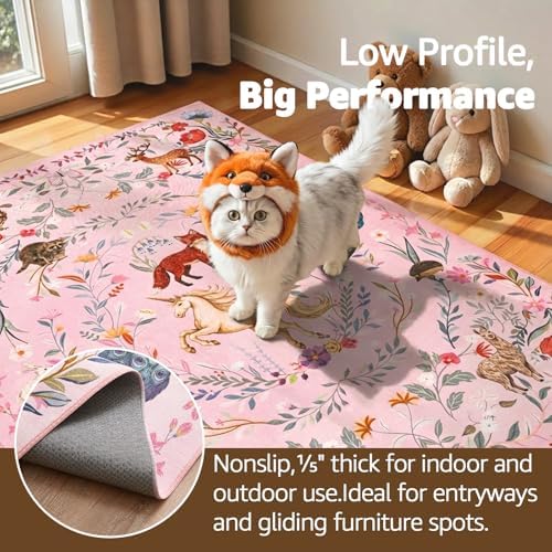 jinchan 5x7 Kids Playroom Rug Washable Girls Room Unicorn Rug Lavender Pink - Image 6
