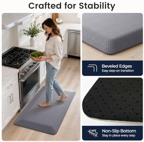 1" Extra Thick Anti Fatigue Kitchen Mats for Floor Standing Desk Mat, Grey - Image 7