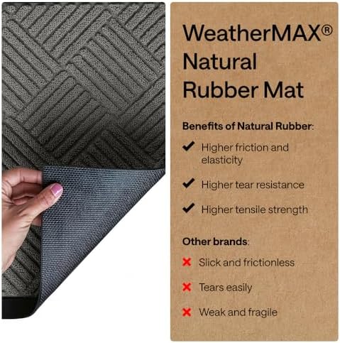 GORILLA GRIP WeatherMAX Door Mat, Indoor Outdoor Use, 29x17 Gray Diamond - Image 6