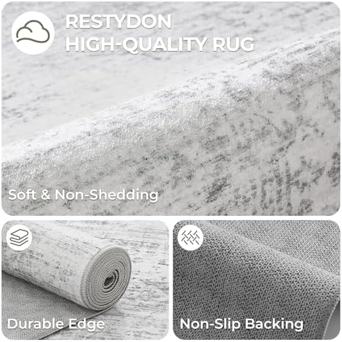 2x8 Runner Rug Non Slip,Washable Hallway Runner Rug,Grey - Image 7