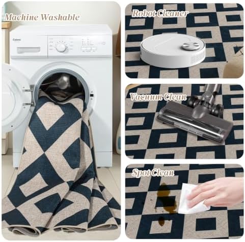 6×9 Easy Jute Rug Washable Rugs Low Pile Indoor Farmhouse Neutral Non Slip Rug Modern Carpet Door Mat for Backyard Bedroom Kitchen Porch Patio Black - Image 7
