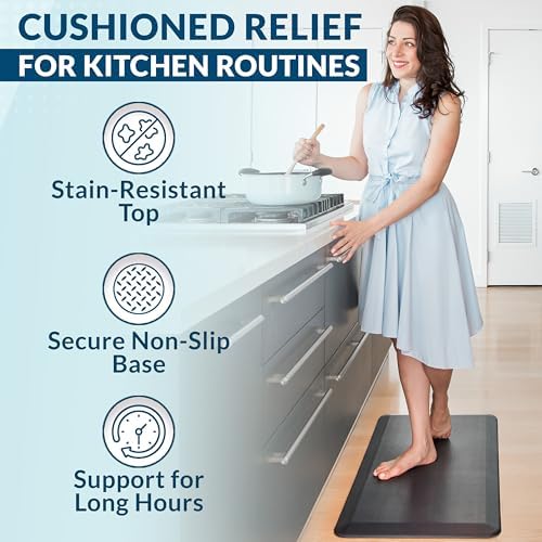 ComfiLife Anti Fatigue Floor Mat – 3/4 Inch Thick Kitchen Mats for Floor, Standing Desk Mat, Kitchen Rug – Comfort at Home, Office – Durable – Stain Resistant – Non-Slip Bottom (20" x 32", Black) - Image 6