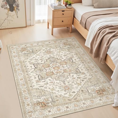 befbee Area Rugs for Living Room 3x5, Boho Non Slip Low Pile Carpet Gold - Image 7