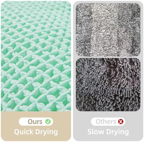 TYUU Waffle Runner Rug Bathroom, Long Boho Bath Mat, 72x24 Aqua Blue - Image 6