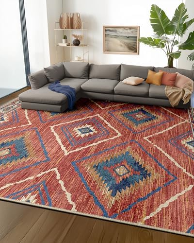 BESTSWEETIE 10'x14' Washable Area Rug for Living Room Bedroom Red/Orange - Image 7