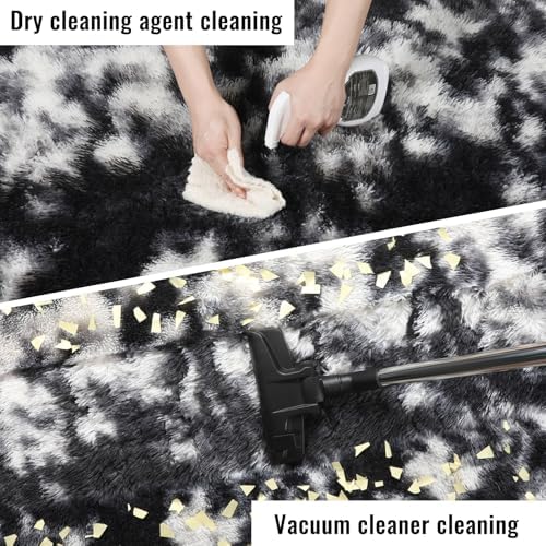 Black White Grey Bedroom Rugs 4x6 Ft,Soft Fuzzy Plush Indoor Floor Area Rug - Image 6