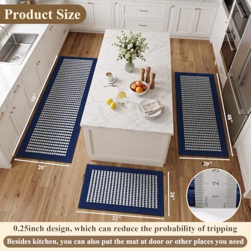 Ileading Kitchen Mat Sets 3 Piece Washable Navy Kitchen Floor Runner Rugs - Image 6