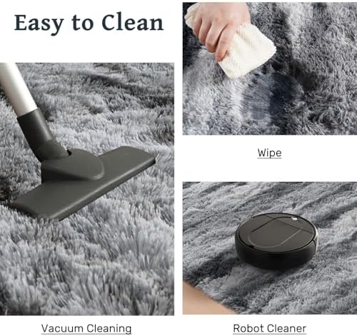 5x7 Ft Large Shag Rug for Living Room Bedroom,Tie-Dyed Ultra Soft Fluffy Furry Area Rug, Aesthetic Grey Carpet for Indoor Floor Home Decor - Image 7