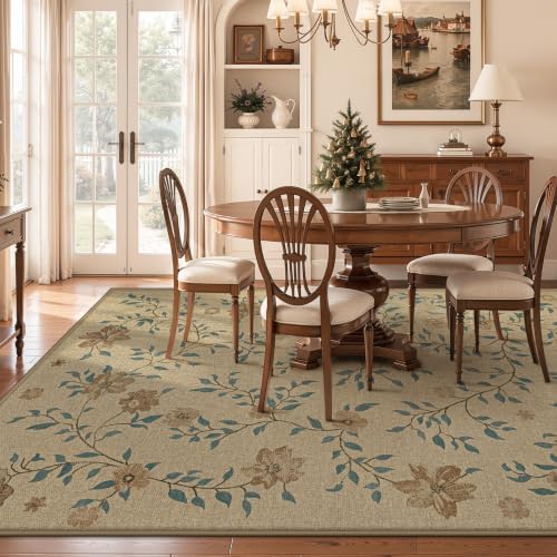 Aoyaomi Easy Jute Rug 5x7 Area Rugs: Washable Woven Rug for Living Room Netural Floral Area Rug Non-Slip Indoor Outdoor Carpet for Bedroom Farmhouse Dining Room Office Patio (Natural Flower, 5'x7') - Image 7