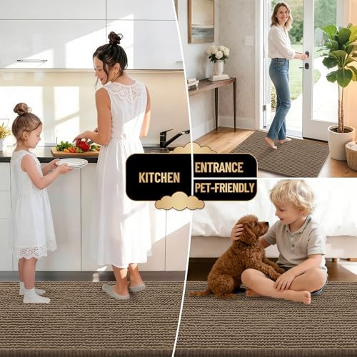OLANLY Thick Chenille Bathroom Rugs 36x24, Soft Absorbent Bath Mat, Tan - Image 6