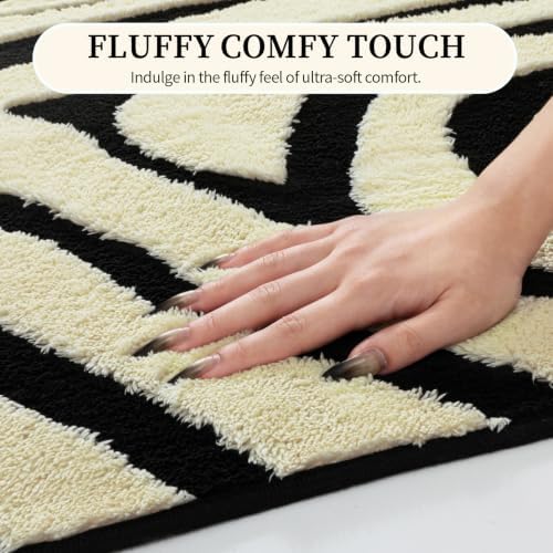 YIHOUSE 8×10 Ft Area Rugs for Living Room: Modern Washable Rug - Abstract Black and Cream White Rug for Bedroom Dining Room Office Playroom Nursery Home Decor - Nonslip Non-Shedding Striped Rugs - Image 6