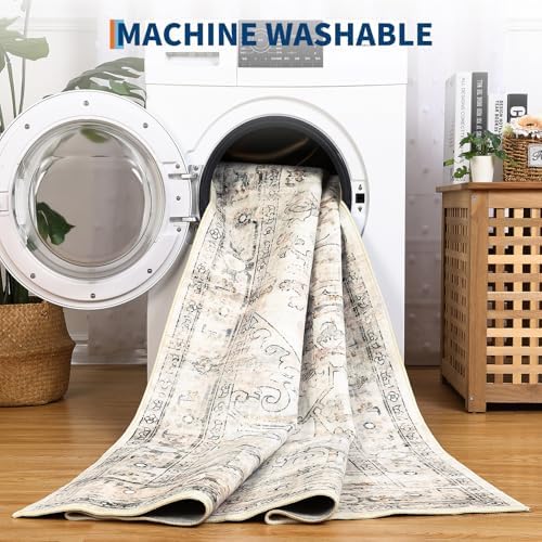 GarveeHome 9x12 Washable Rugs for Living Room Vintage Area Rug Beige - Image 6