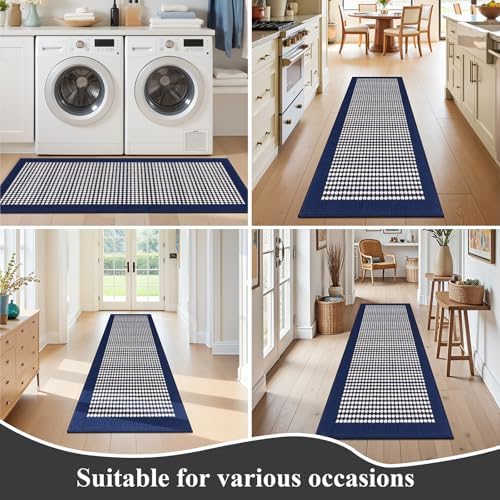 Ileading Hallway Runner Rug 2x6 ft,Washable Indoor Navy Carpet with Non Slip Rubber Backing,Low Pile Durable Kitchen Floor Mat for Laundry Entryway Door & High Traffic Areas - Image 7