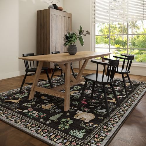 Washable Area Rugs for Living Room: 8x10 Bedroom Rug Stain Resistant Non Slip Low Pile Soft Lightweight Carpet for Kitchen Dining Room Farmhouse Nursery Kids Room Home Office - Image 6