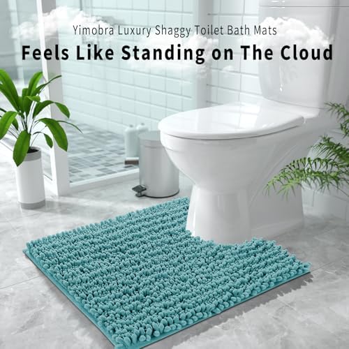 Yimobra Toilet Rug U Shaped Washable 24x20 Inch - Ultra Soft Absorbent Chenille Bath Rugs for Toilet, Quick Dry & Machine Washable, Non Slip Contour Bathroom Mat, Teal Blue - Image 6