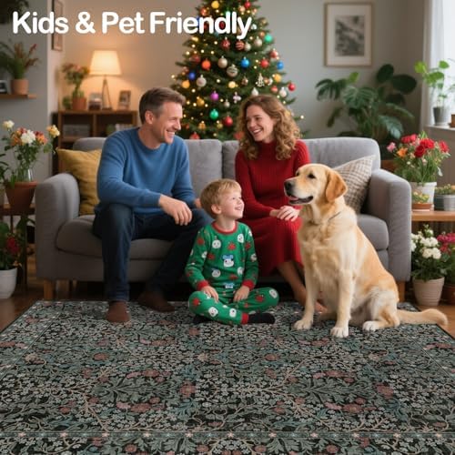 6x9 Washable Area Rugs for Living Room Soft Carpet (Dark Green) - Image 6