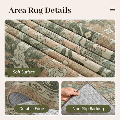 9x12 Ft Extra Large Area Rugs for Living Room, Soft Non-Slip Machine Washable Rug, Vintage Stain Resistant Carpets for Bedroom Nursery Dining Room Home Decor (Brown) - Image 6