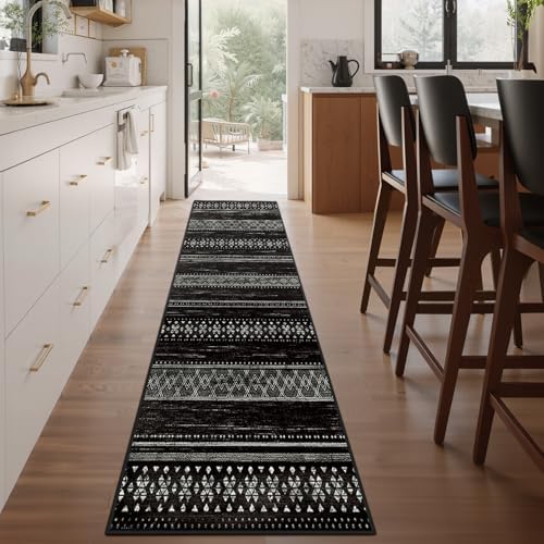 2x6 Washable Area Rugs for Living Room Boho Runner Rug Black/White - Image 6