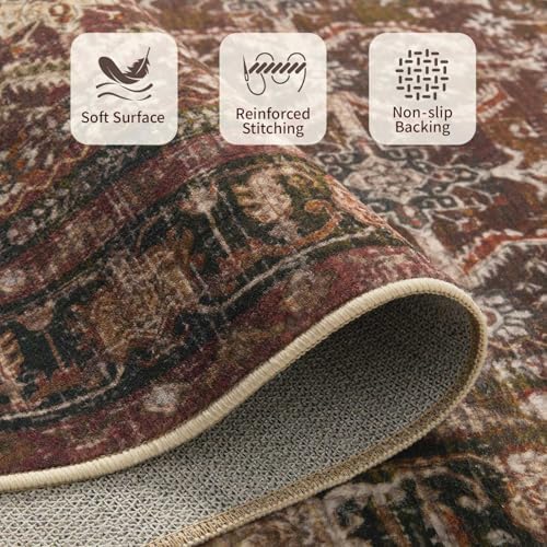 Rugxara Red Area Rugs 5x7 Washable Oriental Rug for Living Room Bedroom - Image 6
