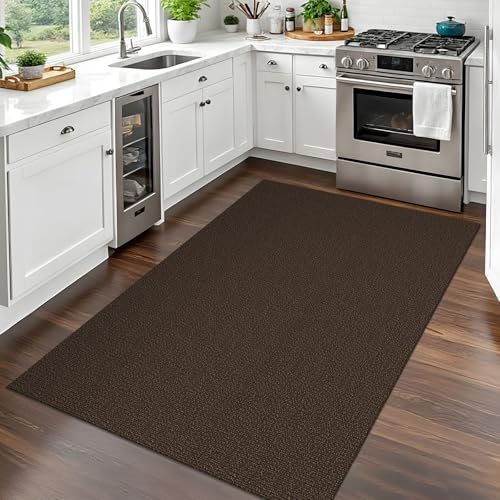 EARTHALL Washable Entryway Rug, Non Slip Area Rug, 3x5 Ft, Brown/Coffee - Image 6