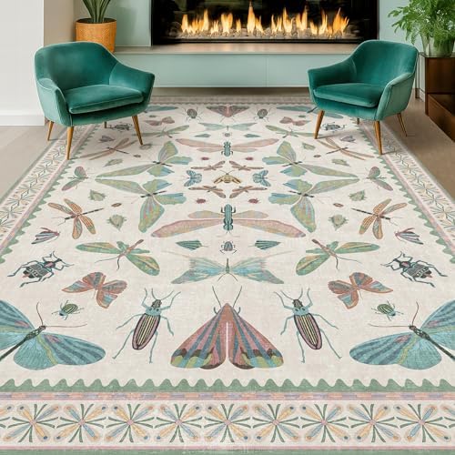 Hazo Haus Sage Green Rugs for Bedroom Under Bed - 6x9 Area Rug for Living Room, Dining Room, Kids Playroom, Fun Insect Cute Décor,Ultra Soft Non Slip Stain Resistant - Image 6