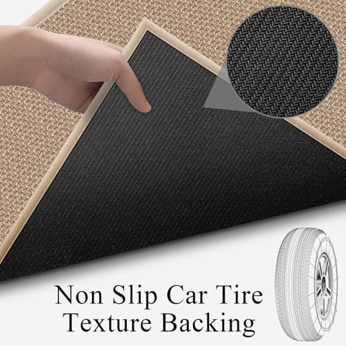 15ft Natural Jute Hallway Runner Rug Non Slip Washable, Rubber Backed Long Khaki Indoor Entryway Runner, Absorbent Kitchen Carpet Sink Rug - Image 6