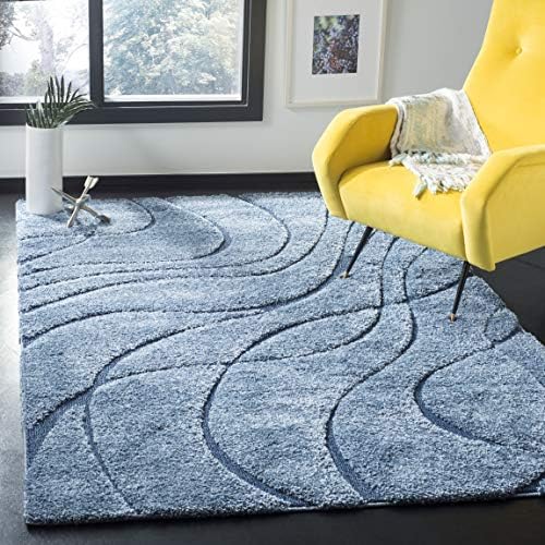 SAFAVIEH Florida Shag Rug 6'x9', Soft Plush Light Blue & Blue SG471-6065 - Image 6