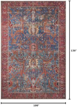 Loloi Loren Blue/Red 8'-4" x 11'-6" Area Rug - Image 3