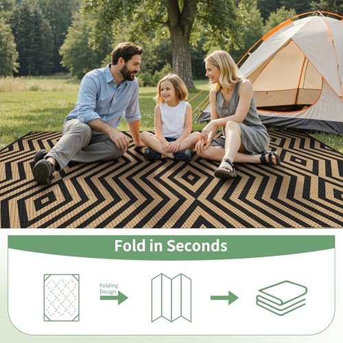 GENIMO Outdoor Rug, Waterproof Plastic Rugs for Patio, 8'x10' Shadow Brown - Image 6