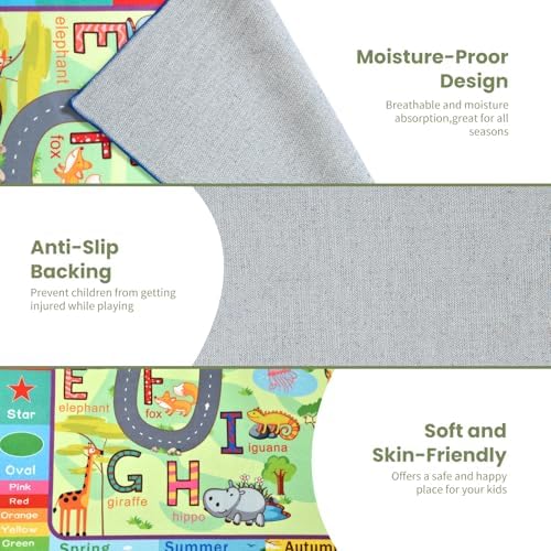 Terrug Education Kids Rug for Classroom, Washable ABC Play Rugs 5x7 Green - Image 6