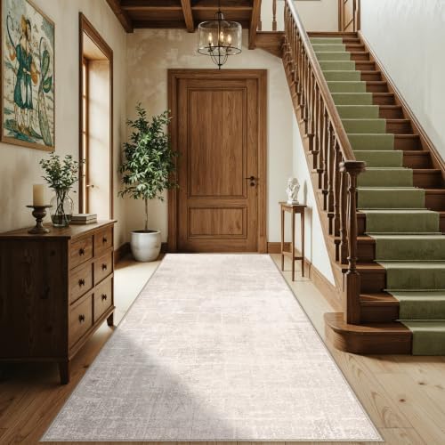 Washable 4x8 Hallway Area Rug: Abstract 8ft Water Resistant Soft Entry Kitchen Runner Rug Non-Slip Low Pile Carpet for Living Room Bedroom Thin Floor Mat for Bathroom Dining Room(4x8,Beige/Cream) - Image 6