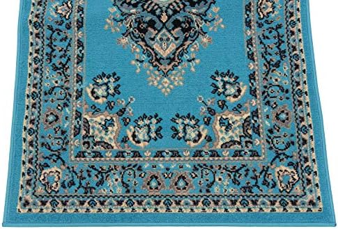 Unique Loom Reza Collection Traditional Persian Style Area Rug, 2 ft 7 in x 10 ft, Turquoise/Ivory - Image 6