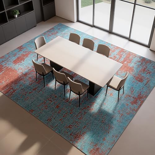 8x10 Washable Area Rugs for Living Room,Bedroom,Dining Room- Blue Red - Image 7
