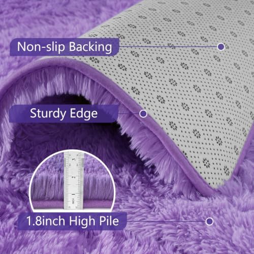 5x7 Purple Fluffy Soft Area Rug Non-Slip for Living Room Bedroom Playroom - Image 6