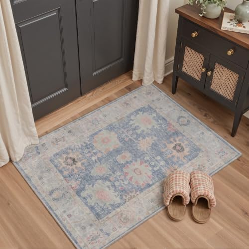Bavni 2X5 Washable Hallway Runner Rug, Boho Vintage Floral Non Slip - Image 7