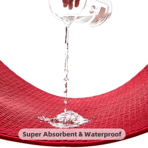 TYUU Christmas Bathroom Runner Rugs, Long Bath Mat Runner Washable Thin Quick Dry Low Pile Bathroom Runner Rugs Non Slip, Red 16"x60" - Image 6