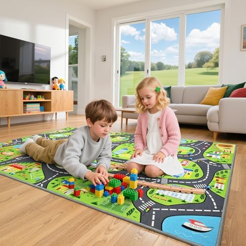 BENRON Kids Car Play Rugs 4x6, Educational City Road Play Mat for Toy Cars - Image 7