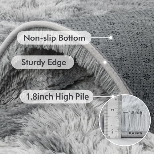 9x12 Ft Extra Large Shag Rugs for Living Room, Tie Dyed Ultra Soft Fluffy Furry Area Rugs for Bedroom Indoor Floor, Aesthetic Carpet for Kids Home Decor (Grey) - Image 6