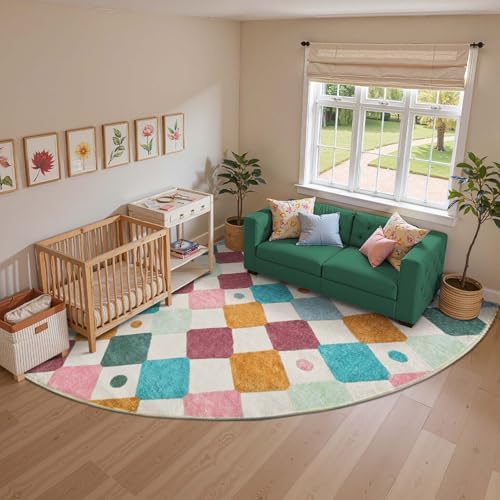 jinchan Corner Rug Washable Kids Rug Colorful Nursery Play Mat Confetti - Image 7
