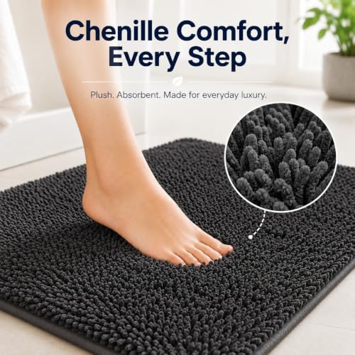 Bathroom Rugs Set Non Slip 3 Piece Bath Mat Washable Chenille Bath Rugs with PVC Backing Bath Carpet,Absorbent Bathroom Mats with Toilet Rug,Bath Mats for Bathroom,Bedroom, Kitchen,Tub,Home Decor - Image 6